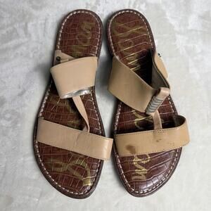 Sam Edelman Kane Slide Sandals Women's Sz 7.5 Brown Leather Strappy Resort Chic